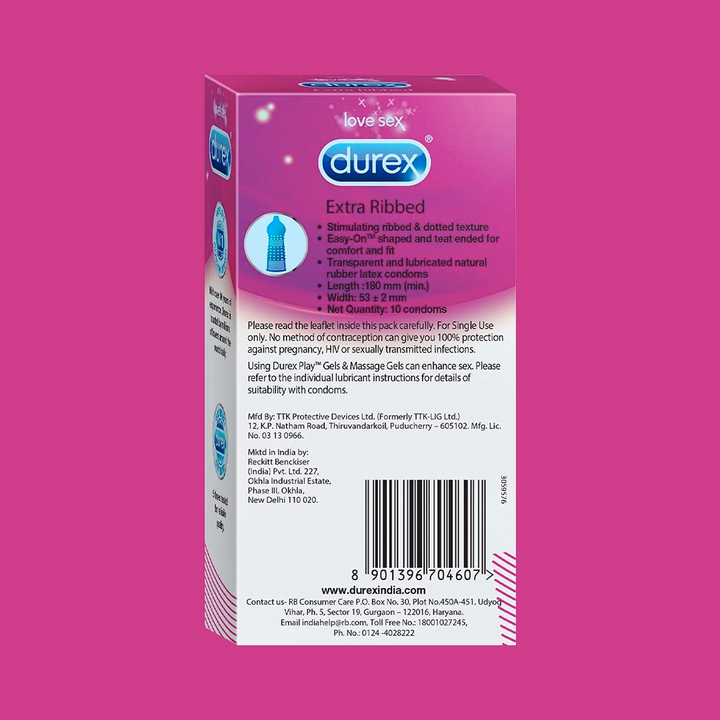 Durex Extra Ribbed - 20 Condoms, 10s(Pack of 2)