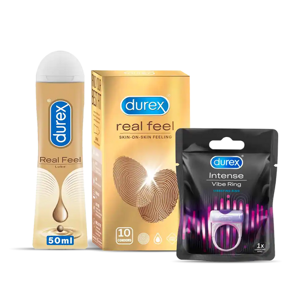 Durex Triple Thrill Real Feel Condoms & Lube Combo.