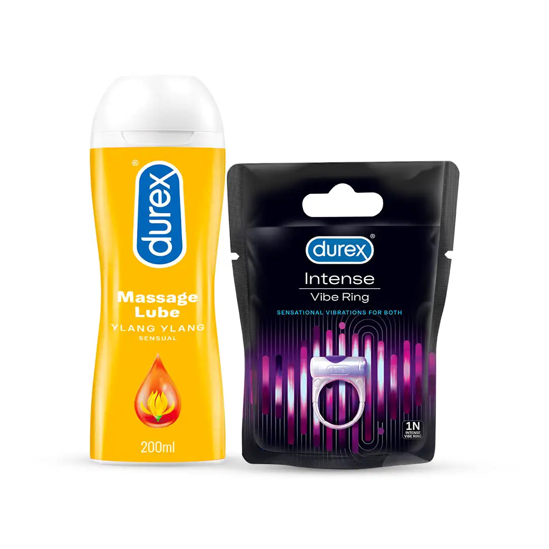 Intense Vibe Ring & Ylang Ylang Massage Lube Combo for Max Pleasure | Durex India