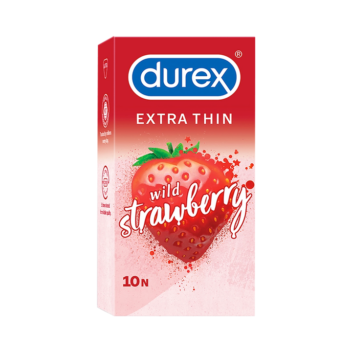 Extra Thin Strawberry Flavoured Condoms - (Pack of 10 x 2) for Fruity Fun | Durex India