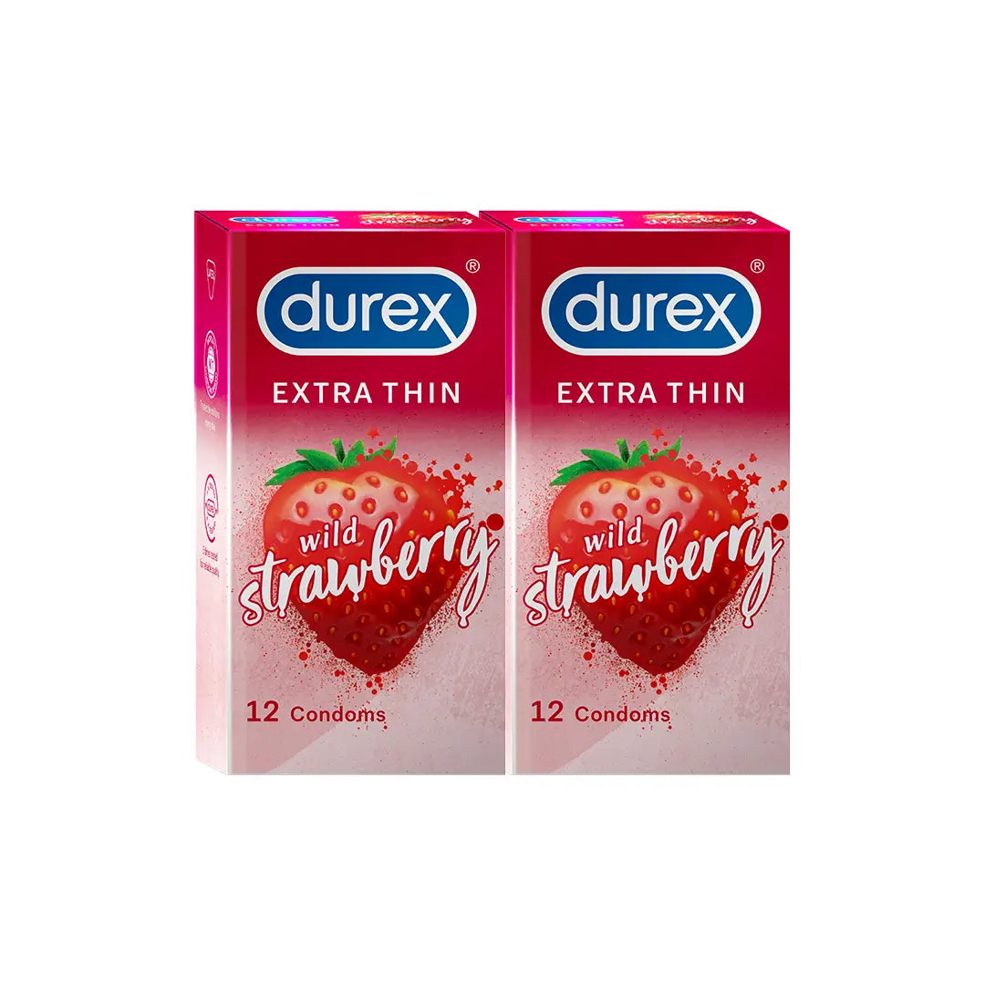 Durex Extra Thin Wild Strawberry Flavoured - 24 Condoms
