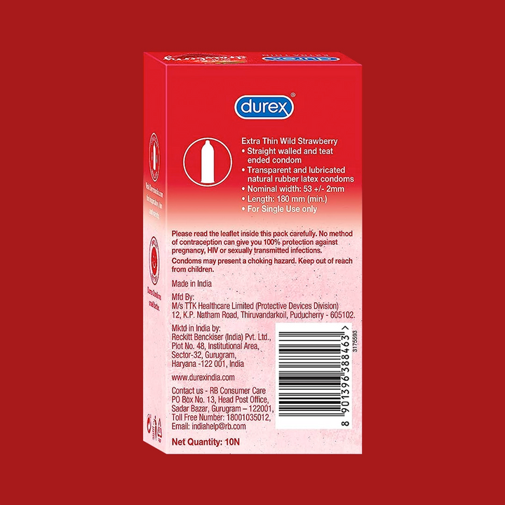 Durex Wild Strawberry - 20 Condoms, 10s(Pack of 2)