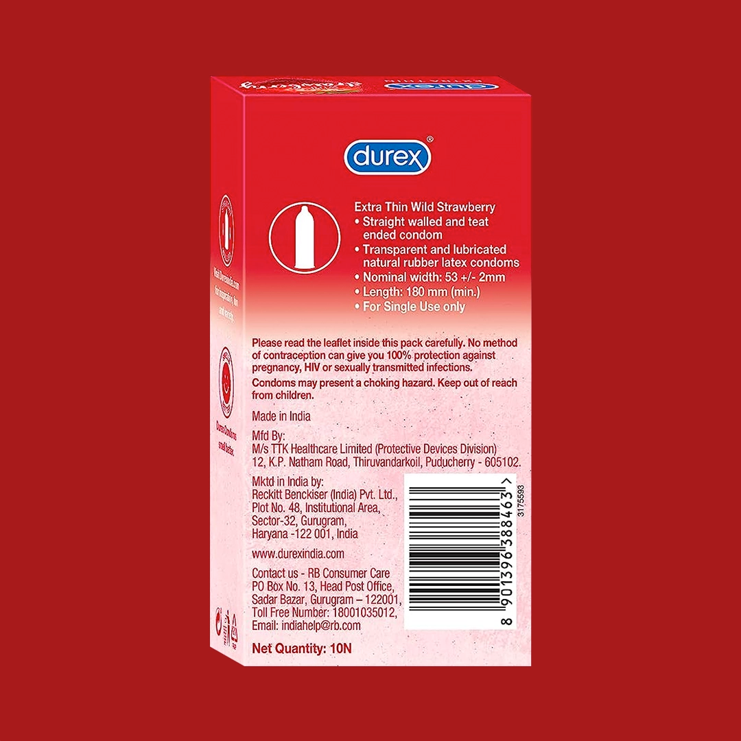 Durex Extra Thin Wild Strawberry Flavoured - 24 Condoms