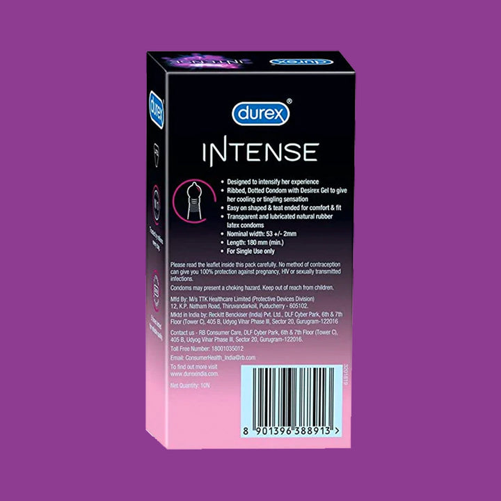 Durex Intense - 10 Condoms, 10s(Pack of 1)