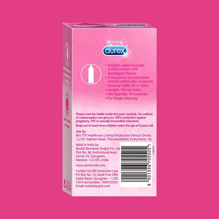 Durex Extra Thin Bubblegum Flavoured - 10 Condoms
