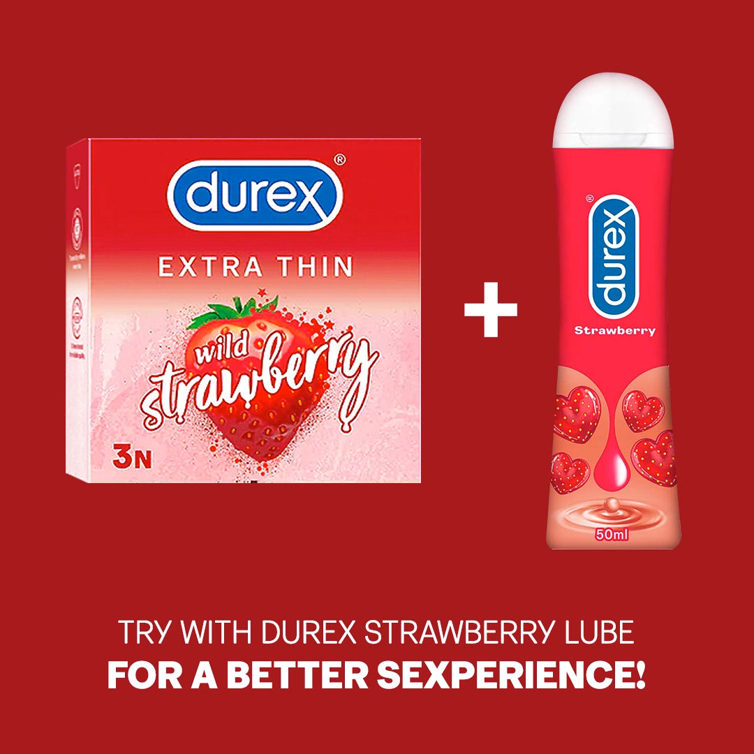 Durex Extra Thin Wild Strawberry Flavoured - 3 Condoms