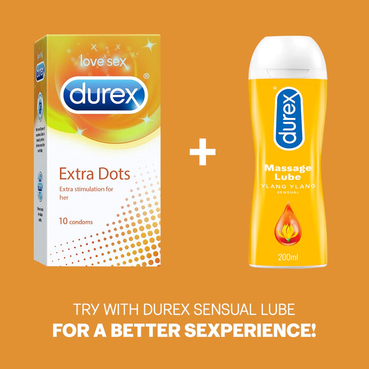Durex Extra Dots - 10 Condoms, 10s(Pack of 1)