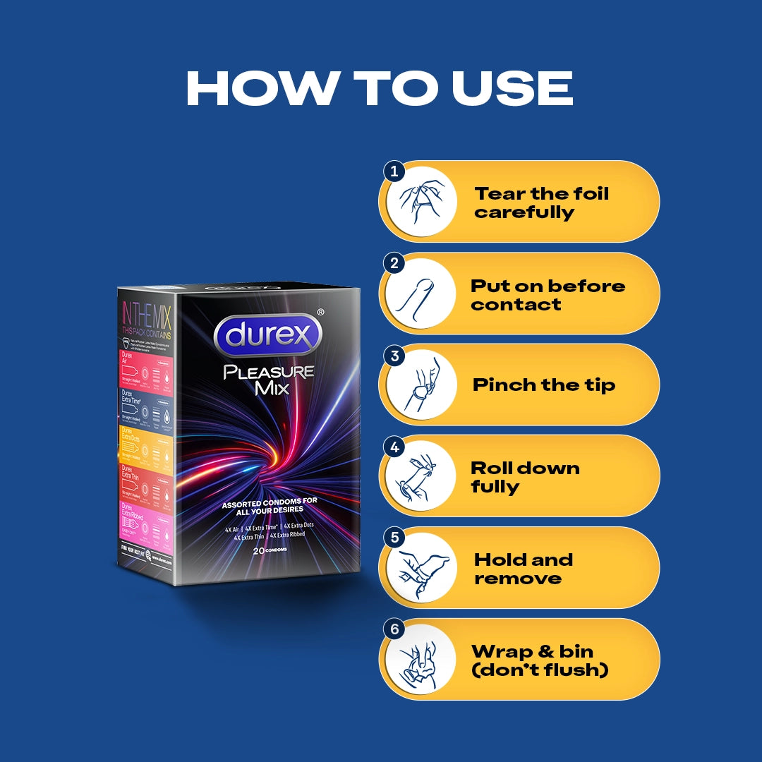 Durex Pleasure Mix Assorted Pack - 20 Condoms