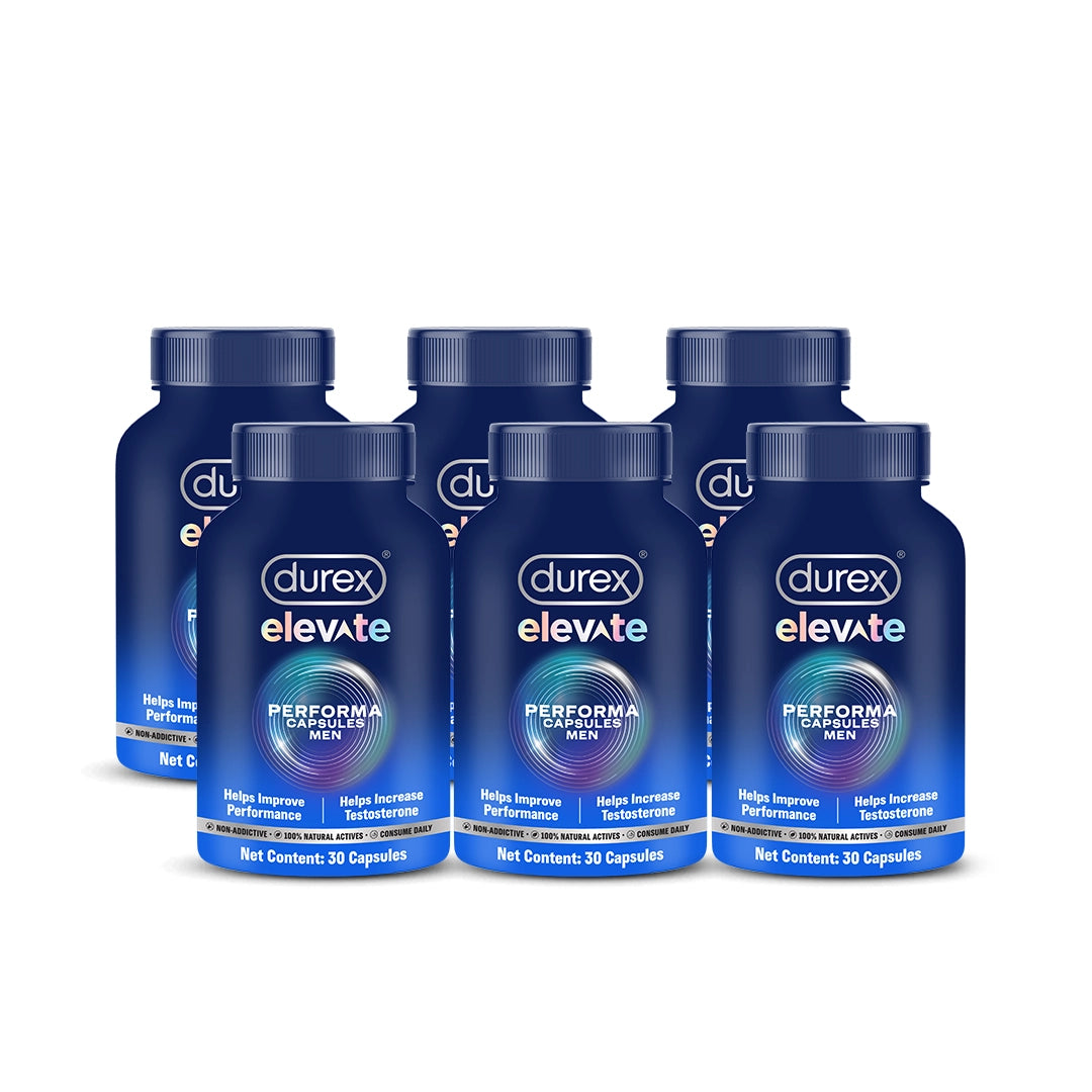 Durex Elevate Performa For Men with Shilajit & Ashwagandha KSM-66 - Pack of 6