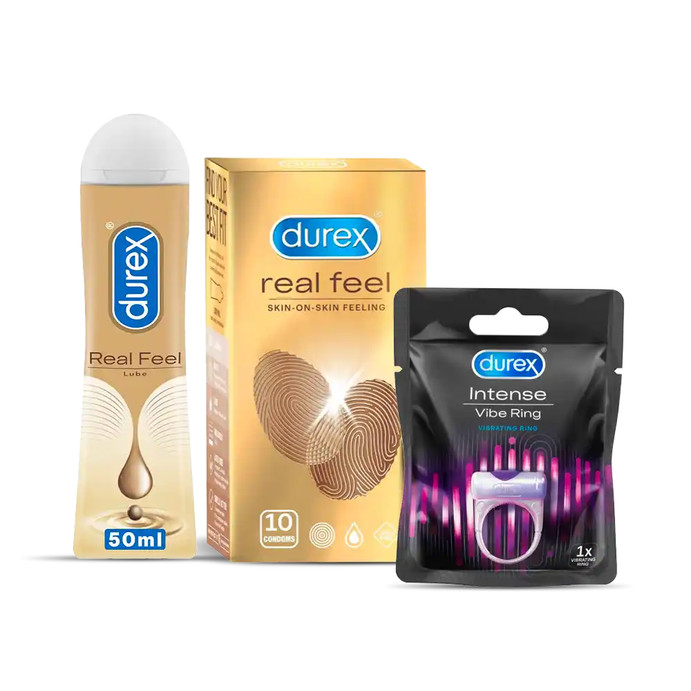 Durex Triple Thrill Real Feel Condoms & Lube Combo.