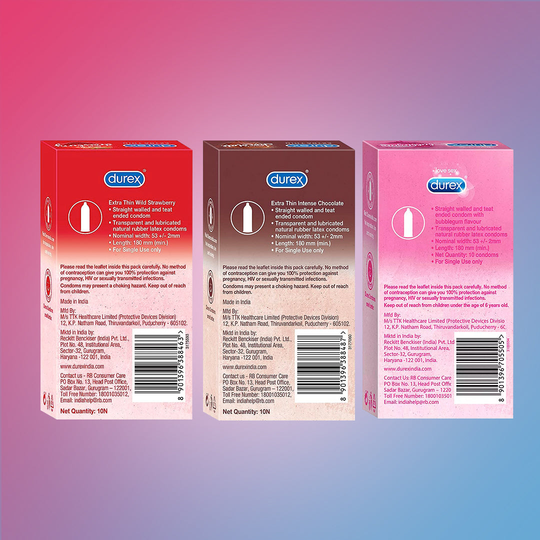 Durex Extra Thin Assorted Flavours- Pack of 36 Condoms