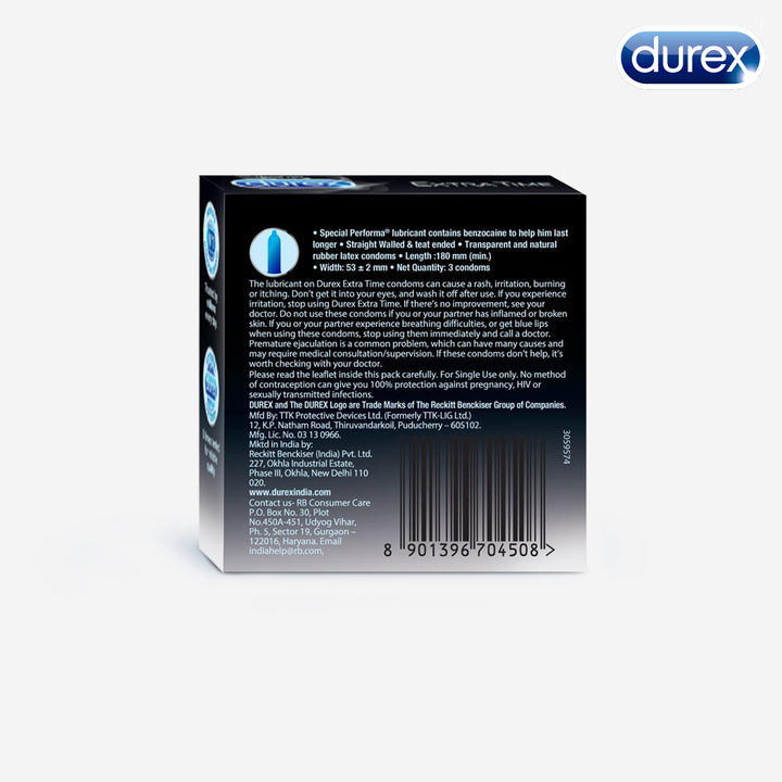 Durex Extra Time - 3 Condoms - Durex India 